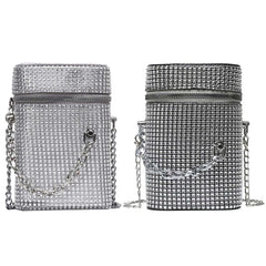 INS Women's Diamond Bucket Handbag Rhinestone Crystal Chain Shoulder Bag