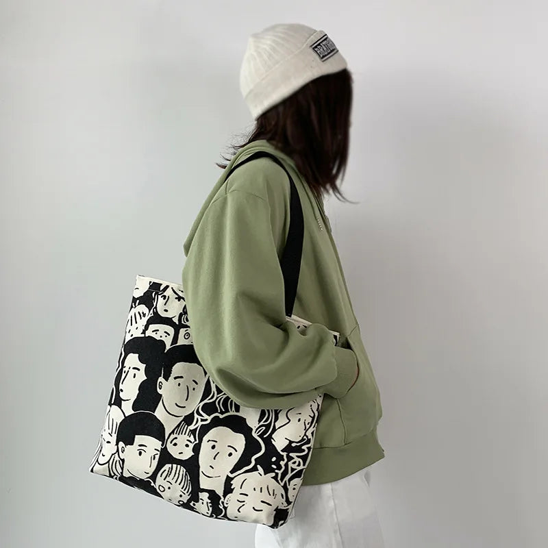 Lazy Style Women Canvas Shopping Bag Eco Handbag Tote Reusable Grocery Shopper B