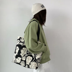 Lazy Style Women Canvas Shopping Bag Eco Handbag Tote Reusable Grocery Shopper B