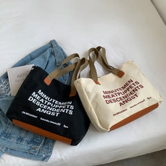 Niche Canvas Bag for Women Letter Hit Shoulder Bag Vintage Buckle Handbags
