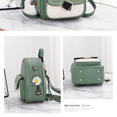 Small Backpack Women's PU Leather Schoolbag
