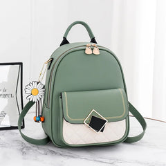 Small Backpack Women's PU Leather Schoolbag