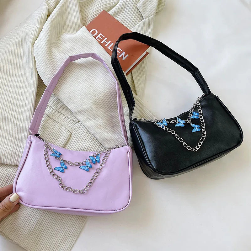 Women Butterfly Chain Bag Candy Bag Female Underarm Bags Ladies Travel Purses