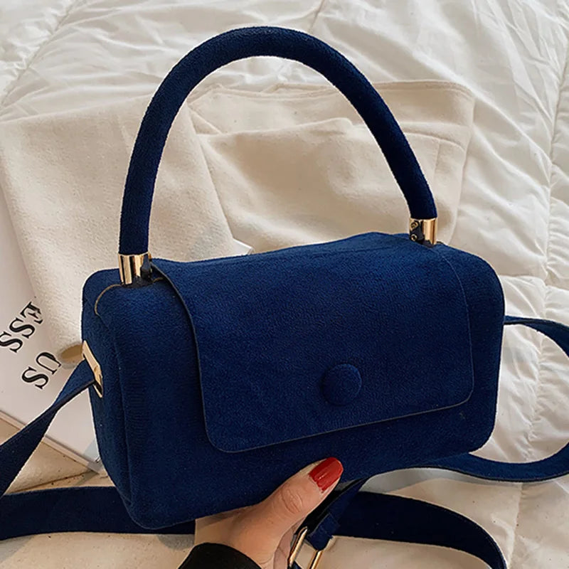 INS Women Green Flock Mini Handbag Suede Crossbody Bags