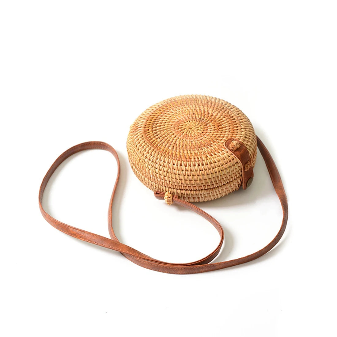 INS Ladies Hand-woven Bag Round Rattan Bohemia Beach Messenger Bag