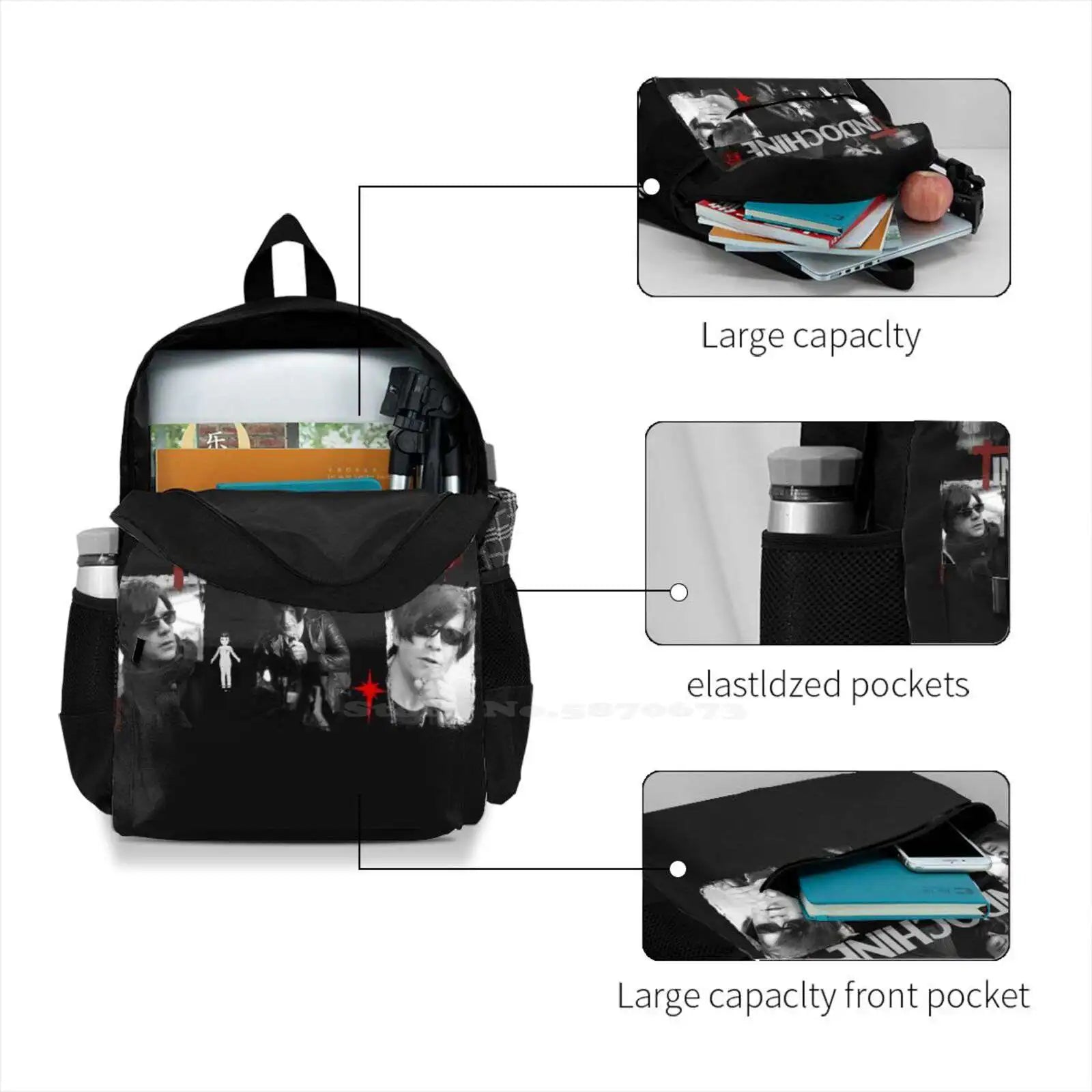 Indochine School Bag Big Capacity Backpack Laptop 15 Inch French Pop