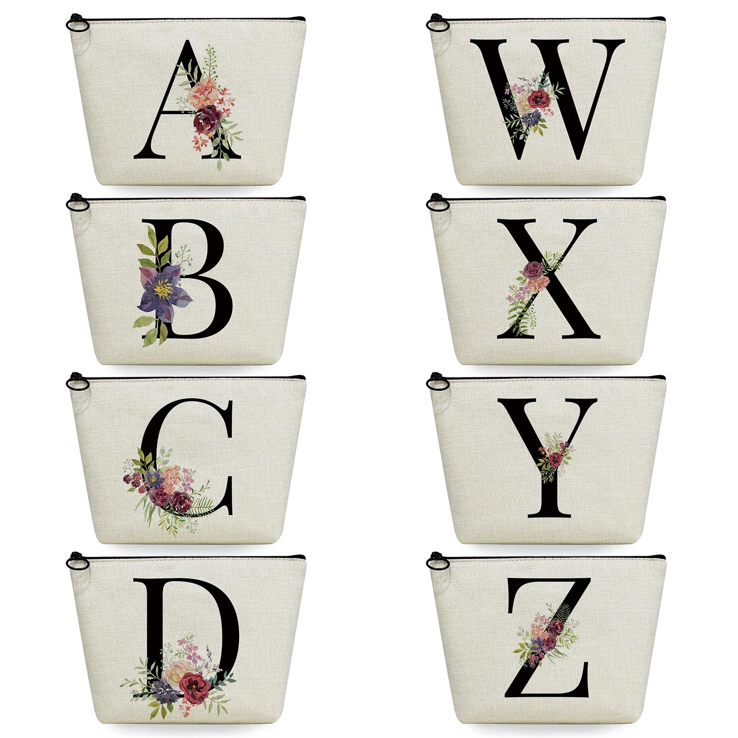Initial Letter Flower Name Toiletry Kit Women Toiletry Bag