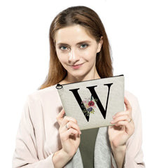 Initial Letter Flower Name Toiletry Kit Women Toiletry Bag