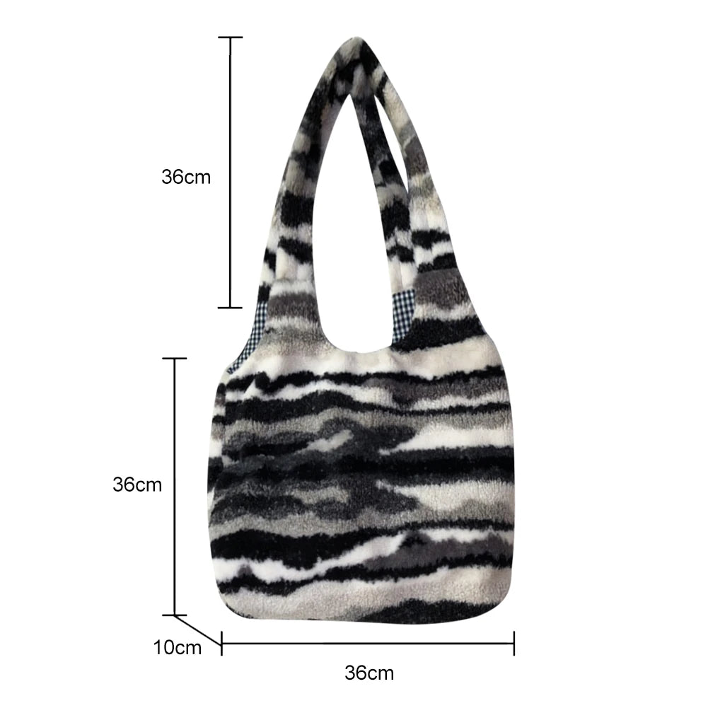 Plush Shoulder Bag Large Capacity Soft Handle for Autumn Winter