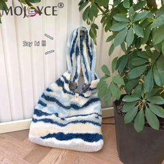 Plush Shoulder Bag Large Capacity Soft Handle for Autumn Winter