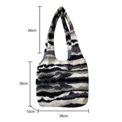 Plush Shoulder Bag Large Capacity Soft Handle for Autumn Winter