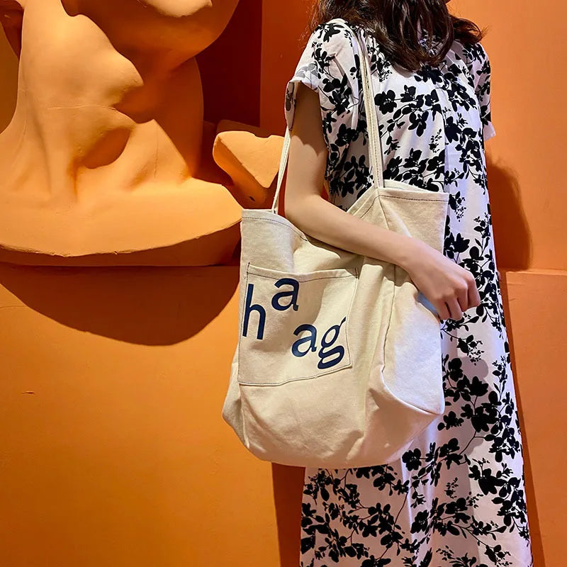 Canvas Bag Women's Large Capacity Shoulder Bag Casual Tote Bag