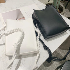 Small Phone Bag Casual Women Messenger Bags Girls Weave Strap Shoulder Bags Leat