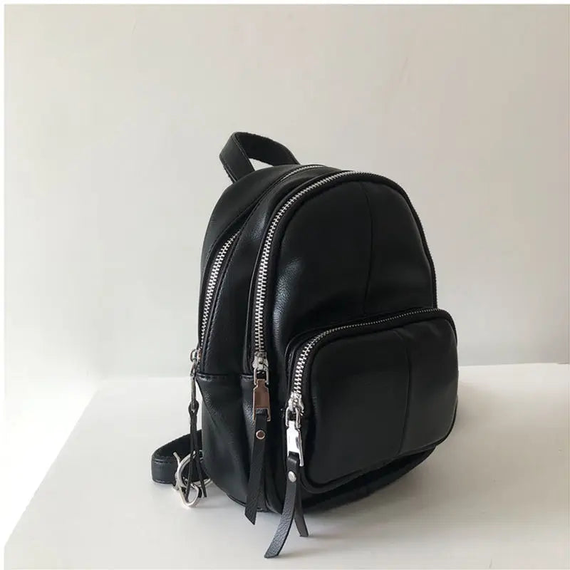 Ins PU Leather Backpacks Women Personality All-match Backpack
