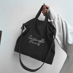 Corduroy Underarm Bag Letter Print Tote Messenger Bags