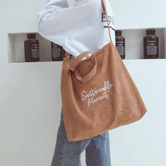 Corduroy Underarm Bag Letter Print Tote Messenger Bags