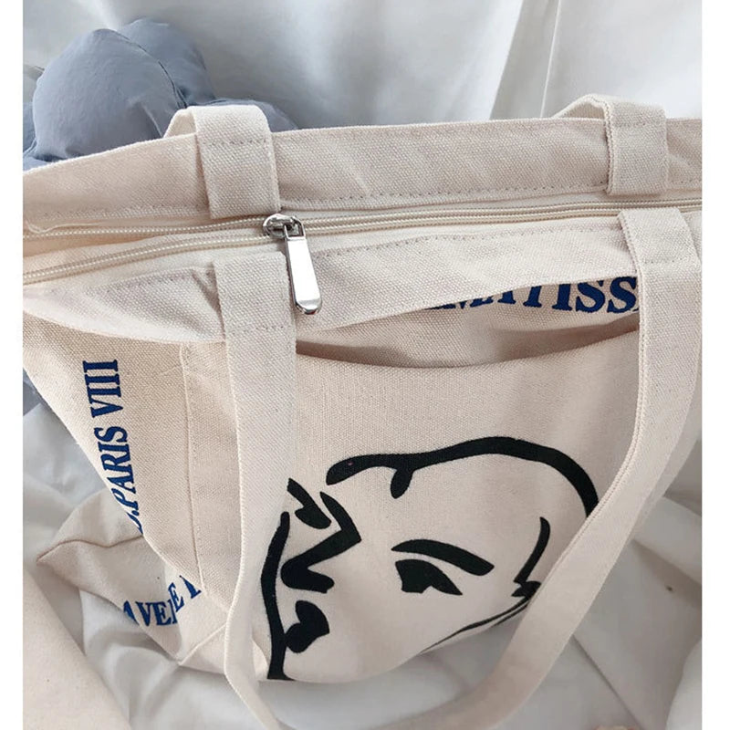 Women's Vintage Handbag Large Capacity Letter Head Tote Shopper Bag