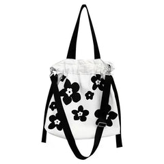 Floral Canvas Shoulder Bag Large Capacity Totes Cross Body Shopping