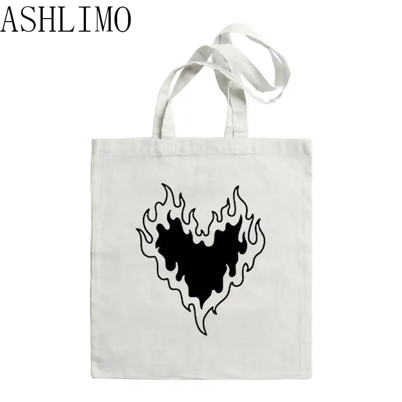 Ins Heart Korea Ulzzang Women Canvas Tote Bag Harajuku Shopper Shoulder Bag