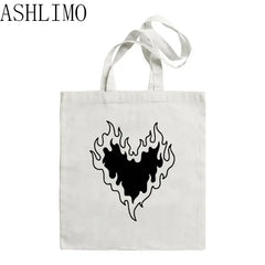 Ins Heart Korea Ulzzang Women Canvas Tote Bag Harajuku Shopper Shoulder Bag
