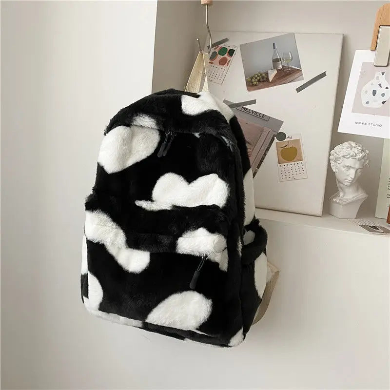Ins Plush Backpacks Winter School Large Capacity Backpack Couple
