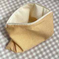Sweet Plaid Cosmetic Bags Women Zipper Canvas Case Makeup Storage Pouch