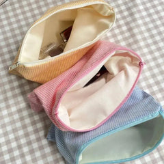 Sweet Plaid Cosmetic Bags Women Zipper Canvas Case Makeup Storage Pouch