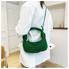 Ins Women's Spring Woven Knot PU Shoulder Bag