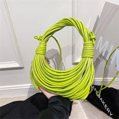 Ins Women's Spring Woven Knot PU Shoulder Bag