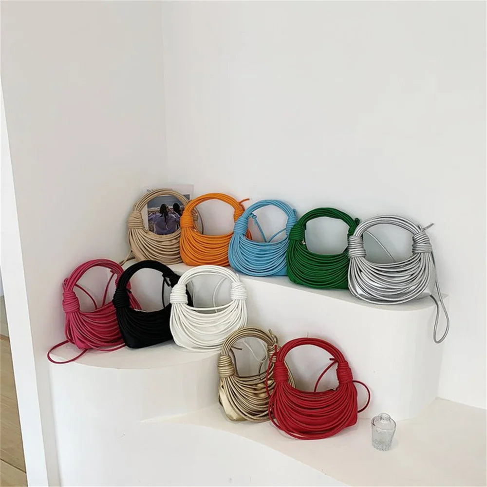 Ins Women's Spring Woven Knot PU Shoulder Bag