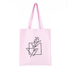 Y2K Plant Print Canvas Bag Large-Capacity Shopper Shoulder Bag