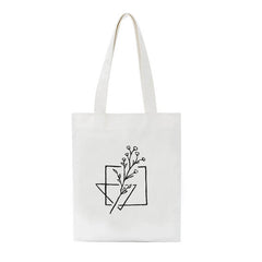 Y2K Plant Print Canvas Bag Large-Capacity Shopper Shoulder Bag