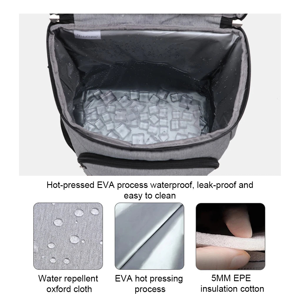 Insulated Lunch Bag Adjustable Shoulder Straps Anti-scratch Outdoor Backpack