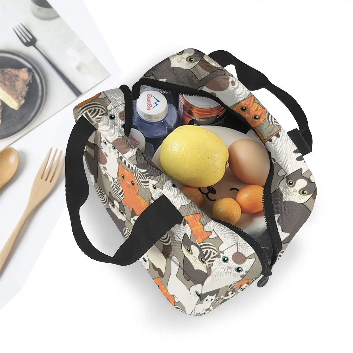 Insulated Lunch Bag Cartoon Cats Tote Cooler