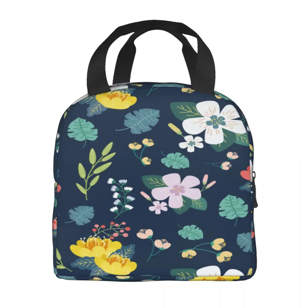Insulated Lunch Bag Thermal Leaves Exotic Flowers Tote Cooler