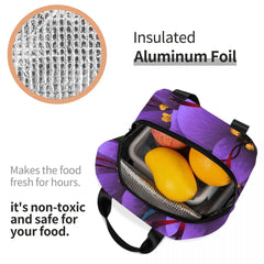 Insulated Lunch Bag Thermal Saffron Flower Tote Cooler Picnic Food Lunch Box Bag
