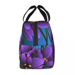 Insulated Lunch Bag Thermal Saffron Flower Tote Cooler Picnic Food Lunch Box Bag