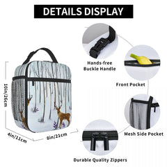 Insulated Lunch Box Deer Forest Cooler Bag Leak-proof Lunch Tote Wine Bag