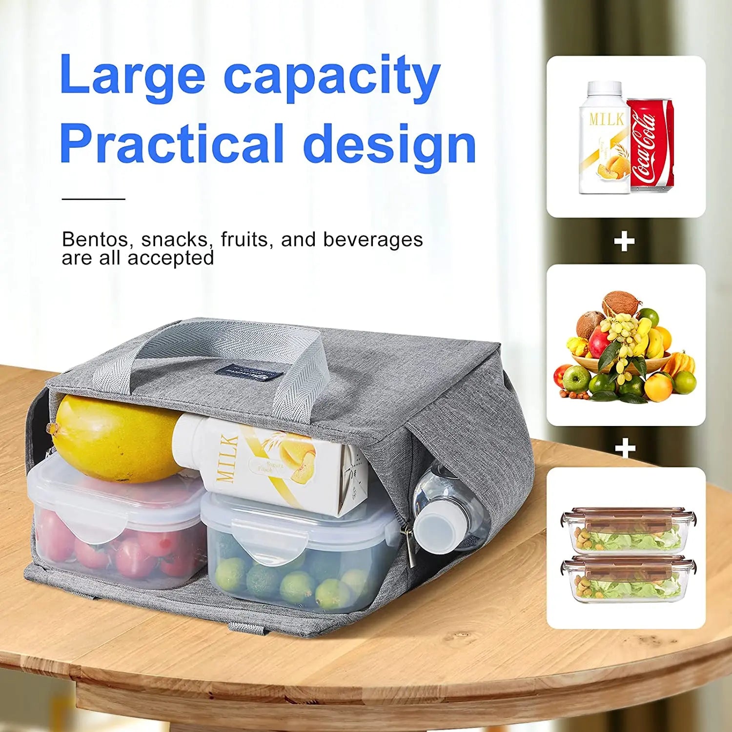 Insulation Lunch Box Bag Aluminum Foil Large Capacity Cold Storage Work Student