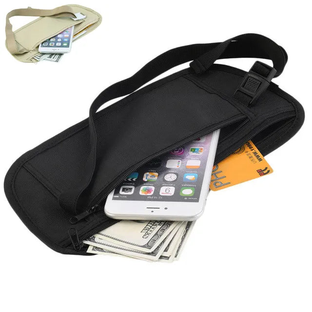 Travel Waist Pack Hidden Security Wallet for Passport Money Belt Bag