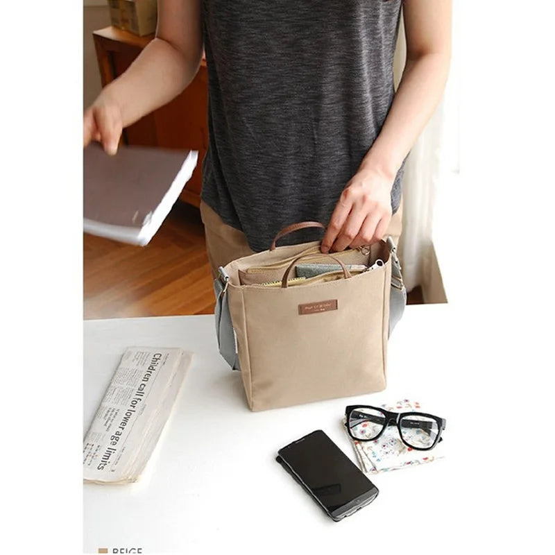 Multifunctional Canvas Tote Clutch Women Travel Necessaire Storage Handbag