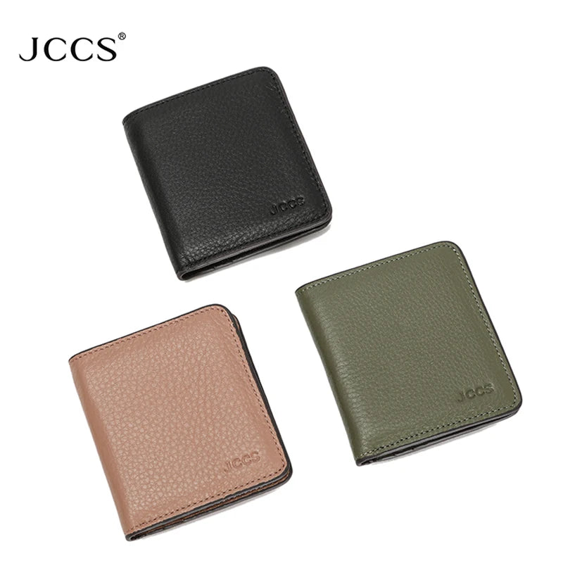 JCCS Leather Wallet Men Women Money Bag Pocket Ladies Short Purse