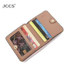 JCCS Leather Wallet Men Women Money Bag Pocket Ladies Short Purse