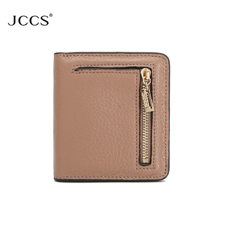 JCCS Leather Wallet Men Women Money Bag Pocket Ladies Short Purse