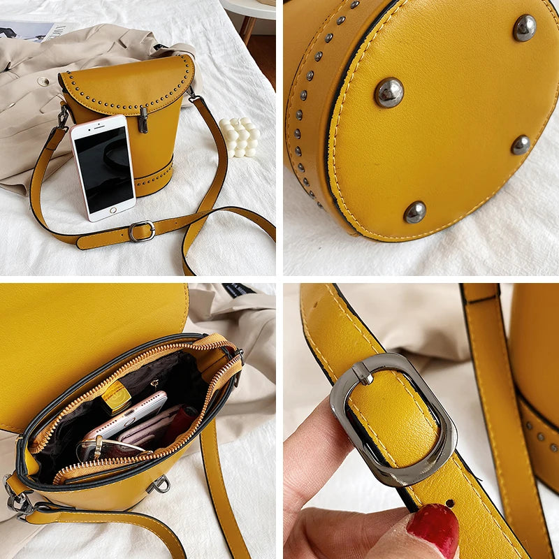 Buckle Leather Crossbody Bag for Women Spring Messenger Shoulder Bag
