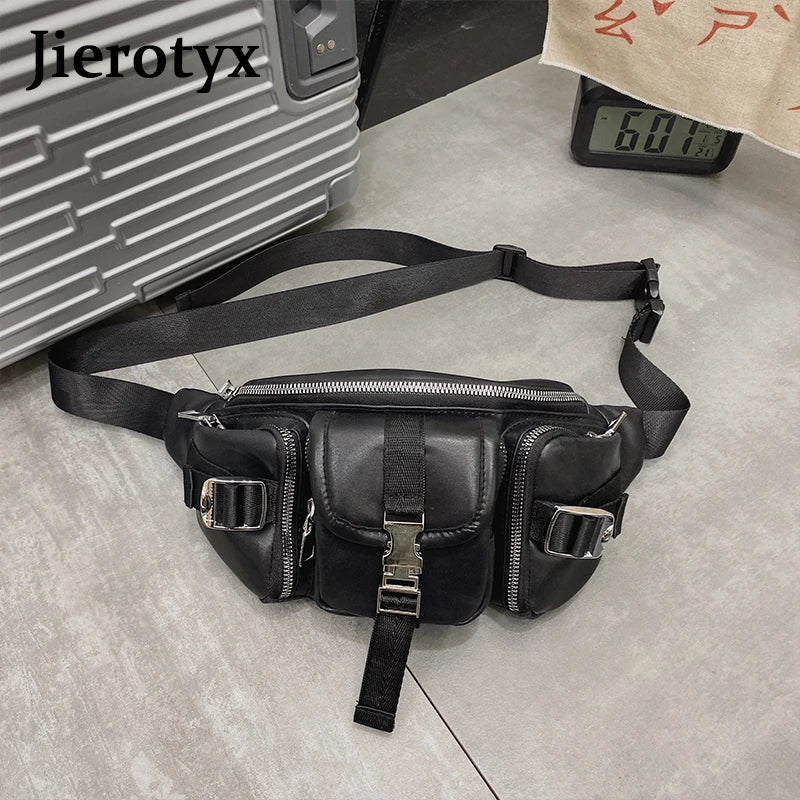 JIEROTYX Waist Bags Punk Hip-Hop Belt Bag Fanny Packs Chest Bags