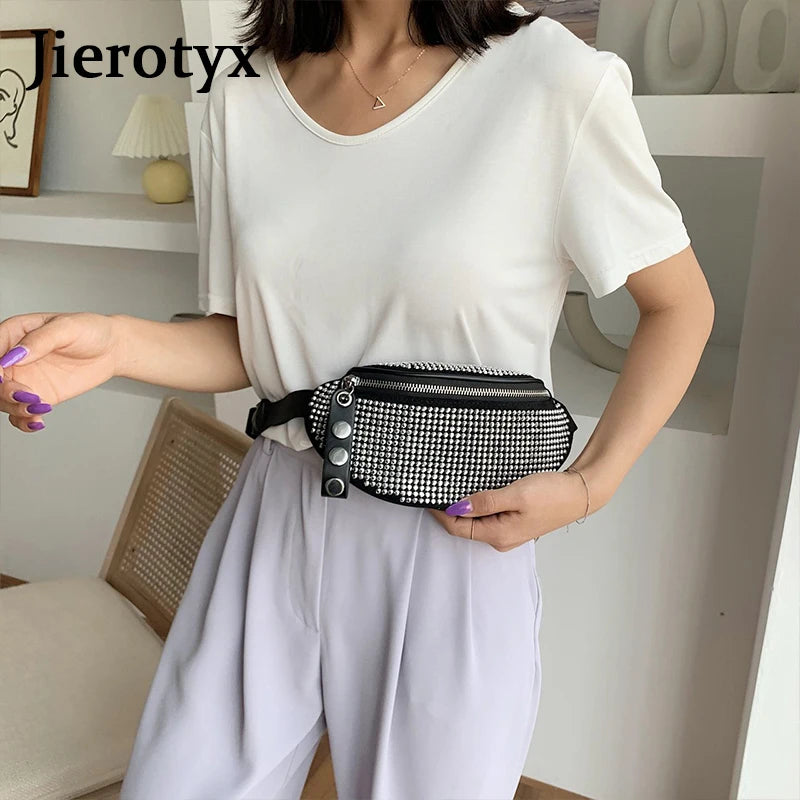Women Waist Packs Waist Bag Rhinestone Fanny Pack Purse Female Chest Waist Pack
