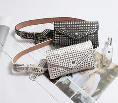 Rivets Waist Pack Fanny Pack Small Women Waist Bag Phone Pouch Gothic