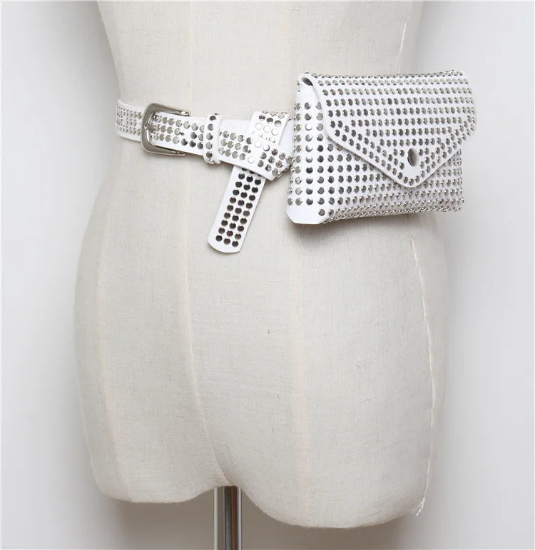 Rivets Waist Pack Fanny Pack Small Women Waist Bag Phone Pouch Gothic