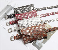 Rivets Waist Pack Fanny Pack Small Women Waist Bag Phone Pouch Gothic